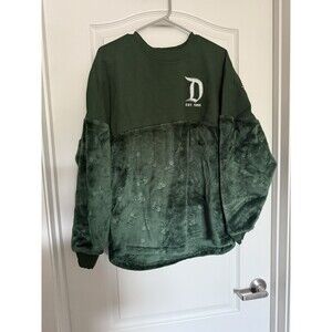 Disneyland Resort Spirit Jersey Soft Fuzzy Sherpa Green Pullover Sweatshirt M